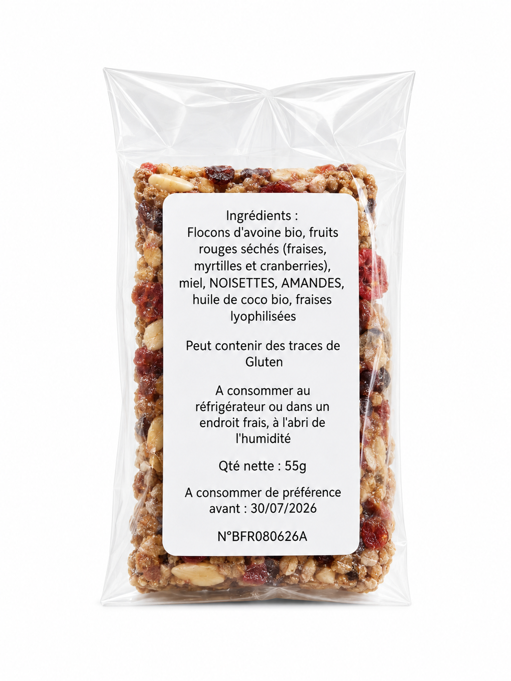 Barres de céréales aux fruits rouges (1 barre de 55g)