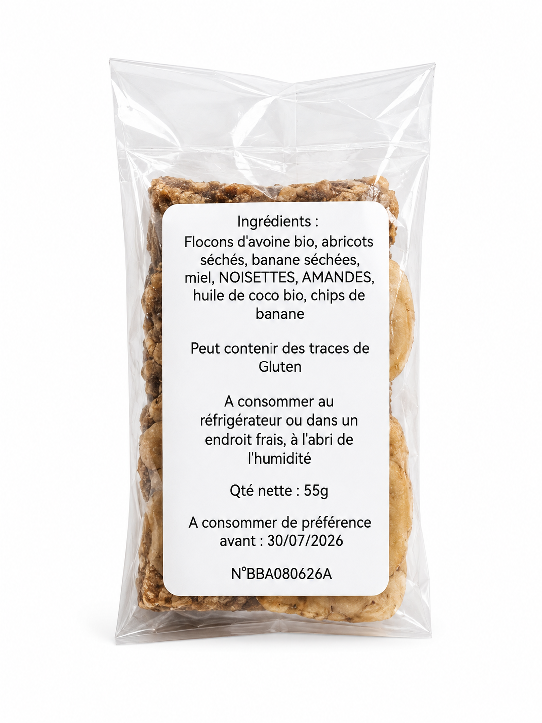 Barres de céréales compacte banane / abricot (1 barre)